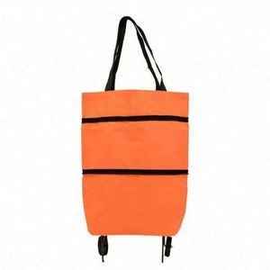 Folding Storage Bags <b>Trolley</b> Wheels <b>Foldable</b> Reusable Outdoor Grocery Bags Food Organizer Vegetables Durable Portable Minimalist - Product Image 6