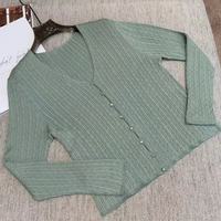 Nouveau Cardigan Femme Printemps-Été en Laine Tricotée à Col V, Coupe Slim, Motif Torsadé, Boutons Perle, Tissu Sergé Fin, Haut Décontracté Léger