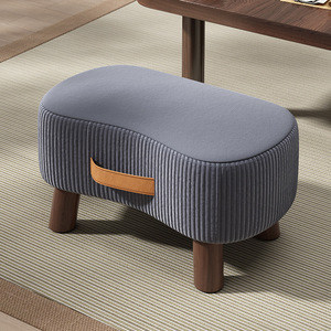 Pouf de salon minimaliste 40x28x23cm, empilable, en bois massif, pour petits espaces - Product Image 3