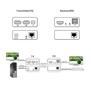 Jasoz 50M pour <span class=keywords><strong>HDMI</strong></span> KVM Extender RJ45 Cat6 USB pour <span class=keywords><strong>HDMI</strong></span> Video <span class=keywords><strong>Spliter</strong></span> 60Hz Ethernet Network Cable for Video Splitters Converters - Product Image 3