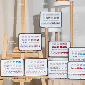 Ailanuo ชุดน้ำยาทาเล็บ12สีสำหรับฤดูใบไม้ผลิฤดูร้อนสีฟ้าสีเขียวม่วงนู้ดประกายเจลทาเล็บตาแมว9D เป็นประกาย - Product Image 2