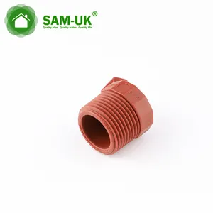 SAM-UK strength supplier plastic pipe end cap pp male plug fittings for pipes external thread red pipe