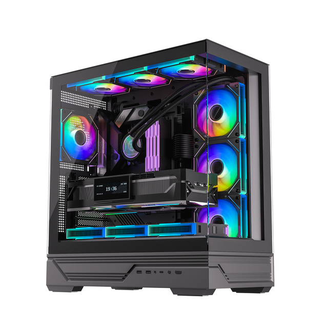 Tempered Glass Side Panel Full Gaming Mid-Tower PC Case USB 3.0 Front Ports Back-Connect Mother Board Support Desktop Chassis