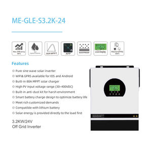 <span class=keywords><strong>Onduleur</strong></span> solaire hybride 3,2 kW à onde sinusoïdale pure monophasé 3000 W pour maison hors réseau, <span class=keywords><strong>prix</strong></span> <span class=keywords><strong>onduleur</strong></span> chargeur 3 kVA 24 V CC vers 220 V CA - Product Image 3