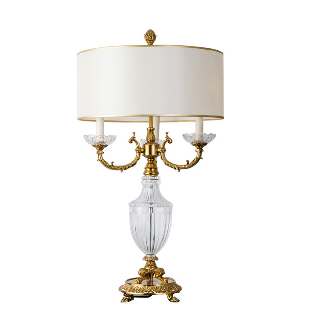 Home Decoration Table Decor Table Lamp Desk Lamp LED White Room Lighting Crystal and Brass Antique French Luxury Bronze AC 80