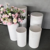 Supports de Présentation Ronds pour Mariage, Piédestaux Cylindriques Dorés et Blancs pour Événements