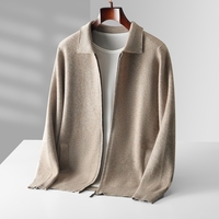 Cardigan en laine tricotée pour homme, manches longues, mode décontractée automne-hiver, logo personnalisé disponible, support OEM/ODM.