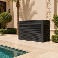 Enceinte de pompe en aluminium 3x2x2.1m avec panneaux à persiennes, toit solide, panneau arrière et porte de service, taille personnalisée