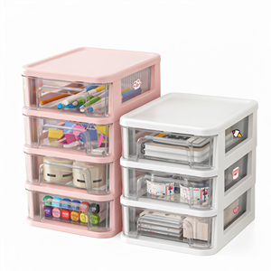 Caja de almacenamiento transparente para escritorio, organizador de papelería tipo cajón, plástico transparente para sala de estudio, suministros de escritorio de oficina - Product Image 1