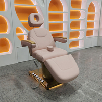 Table de massage moderne rose doré de luxe à 3 moteurs électriques pour esthéticienne, lit de beauté pour soins du visage et spa avec éclairage