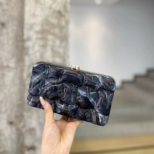 Sac à main de soirée de luxe pour femme, pochette à bandoulière, sac à main pour soirée, dîner, motif marbré, boîte carrée en acrylique - Product Image 5