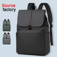 Sac à dos portable unisexe léger en polyester Oxford imperméable avec fermeture à fermoirs de couleur unie pour ordinateur portable, idéal pour les voyages d'affaires