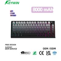 Clavier de jeu mécanique sans fil tri-mode avec fixation Gasket, hot-swap, touches PBT ABS double injection, RVB, touches latérales et bouton intelligent