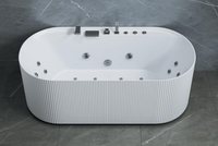 Baignoire autoportante moderne en acrylique avec drain, blanche