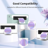 Autocollants d'étiquette thermique holographique cercle personnalisé étiquettes autocollantes thermiques à paillettes arc-en-ciel pour emballage cadeau nom étiquette de prix violet