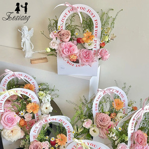 Zexiang Ins Style <strong>Just</strong> for You Handheld White Cardboard Floral Packaging <strong>Box</strong> for Valentine's Day DIY Gift Bag - Product Image 3