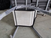Fauteuil de patio d'extérieur en acier à dossier haut, chaise de salle à manger d'extérieur empilable, chaise de patio en toile empilable