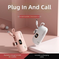 Power Bank Mini Kapsul Plastik 5000mAh Tipe-C Kabel Terintegrasi Ringkas Portabel Grosir Ponsel