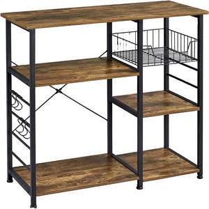 3-Tier Standing Type Metal Clothing <b>Rack</b> with Wire Basket Organizer Shelf Multifunction Storage Cart - Product Image 3