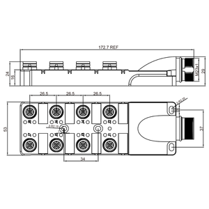 صندوق توزيع استشعار مرن مقاوم للماء من مارفتيك <span class=keywords><strong>M12</strong></span> بـ 8 منافذ أسود IP67 مع قابس أنثى وساعات أنثى IEC - Product Image 5