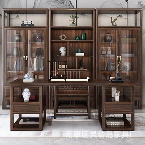 Chinese Style Ebony Display Shelf <b>Solid</b> <b>Wood</b> <b>Bookcase</b> Modular Design Living Room Curio Cabinet Tea Storage Rack - Product Image 1