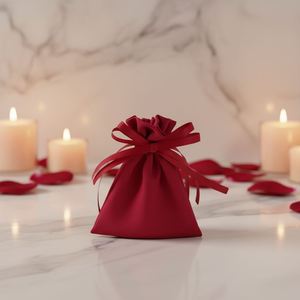 Manufacturer's Recyclable Silk <b>Drawstring</b> <b>Bags</b>-Screen Printed Wedding Candy & Souvenir Gift <b>Bags</b> Wine Red Hand-Held Small Cloth - Product Image 1