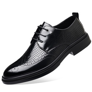 รองเท้าหนังโบรกสำหรับผู้ชาย รองเท้าทางการสำหรับธุรกิจ งานแต่งงาน เจ้าบ่าว แบบผูกเชือก ดีไซน์โปร่ง สีน้ำตาล สีดำ ลายฉลุ รุ่นซัมเมอร์ 2026 - Product Image 4