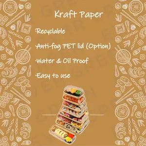 Kemasan kertas Kraft sekali pakai ramah lingkungan bungkus makanan daur ulang dengan lapisan PE