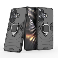 Étui de téléphone robuste antichoc avec anneau magnétique et béquille, design de luxe, estampage à chaud pour POCO F6 Pro/F6 Redmi