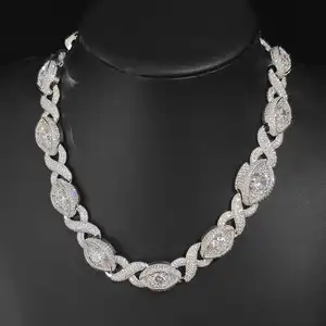 NUOYA 15 سلسلة الهيب هوب مجوهرات مثلجة من الكوبيين شكل عين الماس الفضي كوبية وصلات لانهائية قلادة ضيقة للنساء