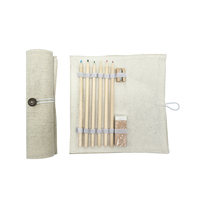Ensemble de papeterie écologique, trousse à crayons en toile enroulable avec crayons de couleur en bois pour les enfants d'âge scolaire, cadeau pour les étudiants