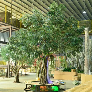인공 오크 나무 실내 인공 ficus 나무 Facux 반얀 나무 정원 야외 장식용 인공 식물