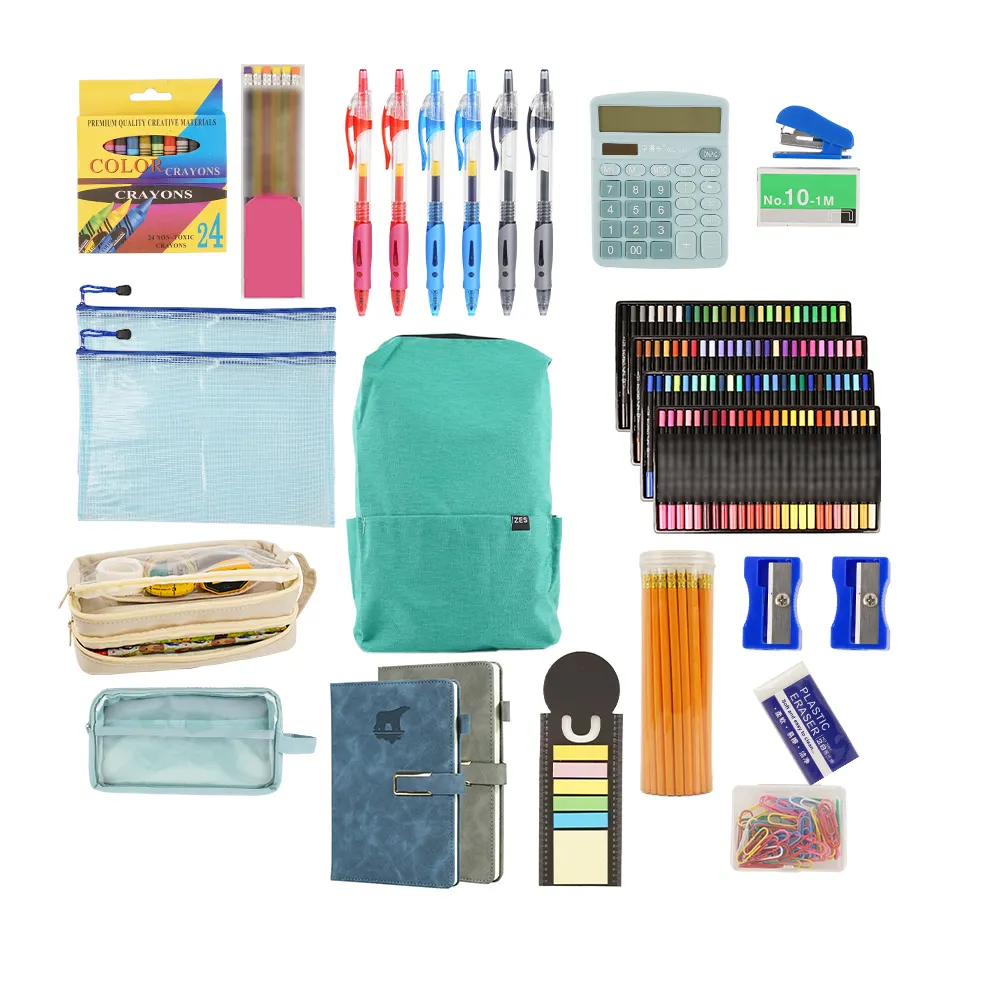 Kit de material escolar de alta qualidade para escola, material de papelaria essencial, conjunto de material escolar de volta às aulas