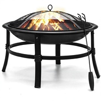 Brasero portable rond en métal de 26 pouces pour brûler du bois, foyer extérieur autoportant pour patio, jardin, camping