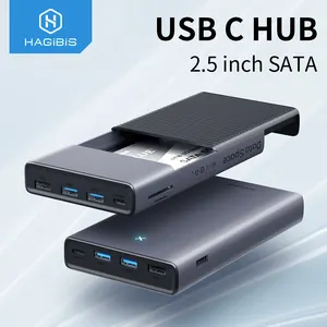 Hagibis USB C HUB con custodia per disco rigido 2.5 SATA a USB 3.0 tipo C adattatore per disco esterno SSD HDD custodia gioco accessorio