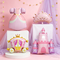 Ballons en aluminium rose thème Princesse pour filles, grande taille, en forme de château et de calèche, pour décoration de fêtes, Bolso