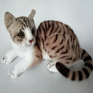 New design plush lying cat stuffed toy realistic stuffed brown lihua mao cat plush toy