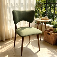 Chaise de salle à manger en tissu en promotion, dossier incurvé papillon, chaise d'appoint sans accoudoirs avec pieds en métal pour la maison, le restaurant et le café