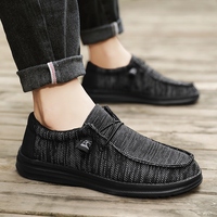 Sepatu Loafer Pria DA Greatshoes Baru, Sepatu Kasual Hitam Model Loafer Rendah, Sepatu Kasual Ringan Bahan Kanvas
