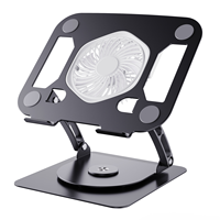 Support de refroidissement pliable en acier au carbone pour ordinateur portable et tablette, rotatif à 360°, réglable, avec ventilateur, pour bureau, vente en gros, OEM