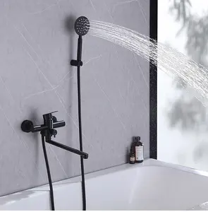 2024新款上市节水长手喷口浴缸淋浴龙头混音器套装，带淋浴喷头，适用于家庭酒店浴室或浴缸