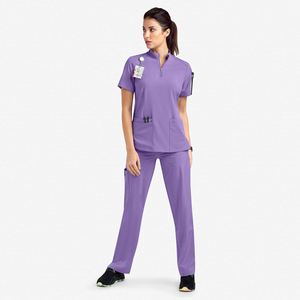 Uniformes de Enfermería Personalizados con Logotipo de Fábrica al por Mayor, Conjuntos de Uniformes para Salón de Belleza, Dentista, Hospital Veterinario, con Bolsillo con Cierre y Tela Elástica Suave para Mujer - Product Image 3