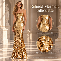 Robe de soirée sirène dorée à sequins pour femme, bustier, dégradé de paillettes, robe de cérémonie pour galas et mariages