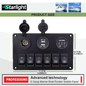 Pemutus arus LED, 12V DC <span class=keywords><strong>6</strong></span> <span class=keywords><strong>Gang</strong></span> LED Panel saklar Rocker tahan air untuk RV perahu mobil laut - Product Image 5