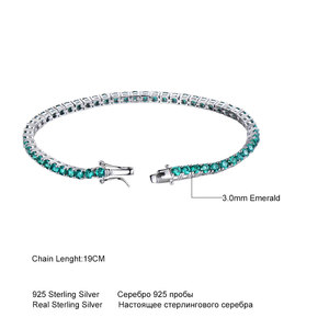 Bracciale Semplice in Argento Sterling 925 con Smeraldo, Regalo per Matrimonio e <span class=keywords><strong>San</strong></span> <span class=keywords><strong>Valentino</strong></span>, Bracciale <span class=keywords><strong>da</strong></span> Donna Classico 3mm 3 Pezzi in Offerta - Product Image 3
