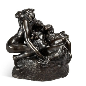 Statue de bronze grandeur nature d'un homme et d'une femme nus s'embrassant, sculpture d'amour à vendre - Product Image 1