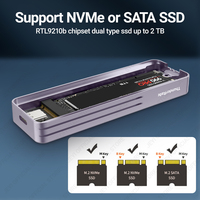 JEYI Visual Smart M.2 NVMe/SATA SSD Boîtier USB 3.2 Gen 2 10Gbps Adaptateur M2 externe en aluminium Support M-Key B + M Key UASP Trim