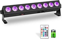 Barre lumineuse LED à piles avec télécommande 9*6W RGBWAUV 54W 5200mAh 25 °   Éclairage de scène pour KTV, DJ, discothèque, soirée, club, spectacle, mariage