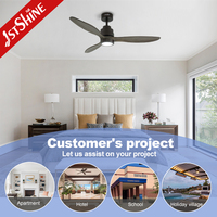 Ventilateur de plafond long de qualité commerciale 1stshine avec pales en bois massif, télécommande, style luxueux, écoresponsable et éclairage LED