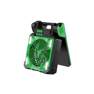 Ventilateur solaire rechargeable portable Smiling Shark FS-081A vert avec lumière LED pour le camping en plein air, la maison et le bureau - Product Image 1